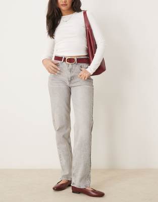 VILA - Kelly - Jean ample à taille haute - Gris jean clair