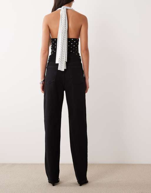 Vila - Kelly - Jean large à taille haute - Noir clair, 2 de 5
