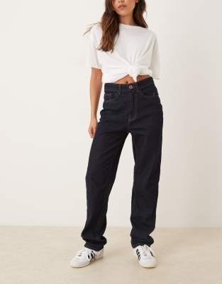 Vila - Kelly - Jeans in dunklem Indigoblau mit hohem Bund und geradem Bein
