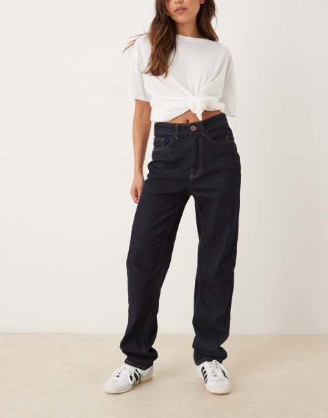 Vila – Kelly – Jeans in dunklem Indigoblau mit hohem Bund und geradem Bein - view 1