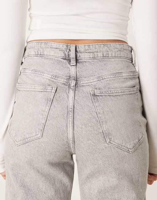 VILA – Kelly – Ljusgrå jeans med hög midja och vida ben, 4 av 5