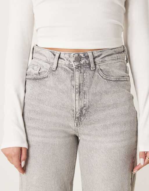 VILA – Kelly – Ljusgrå jeans med hög midja och vida ben, 5 av 5