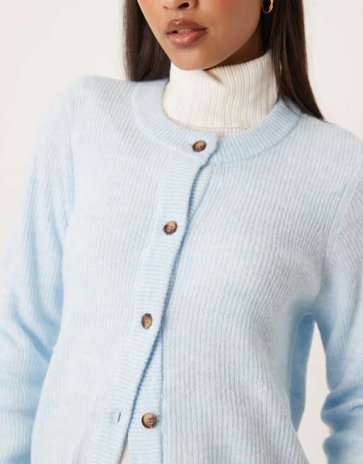 Vila knit cardigan in heathered light blue, 4 of 4