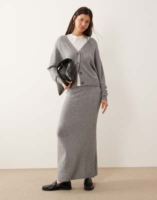 Vila Knit Cardigan In Gray