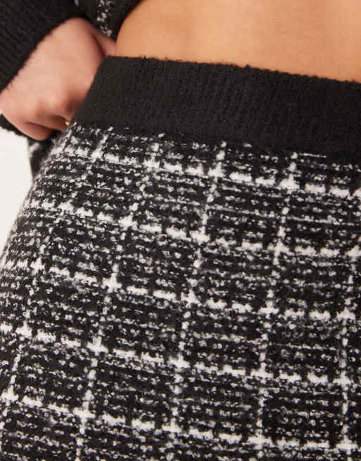 Vila knit mini skirt in black boucle plaid - part of a set | ASOS