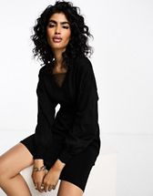 Vila knit v neck midi sweater dress in black | ASOS