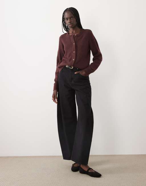 VILA knitted cardigan in burgundy melange, 2 of 4