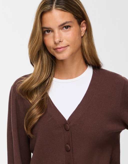 Vila Knitted cardigan in coffee bean brown, 4 of 7