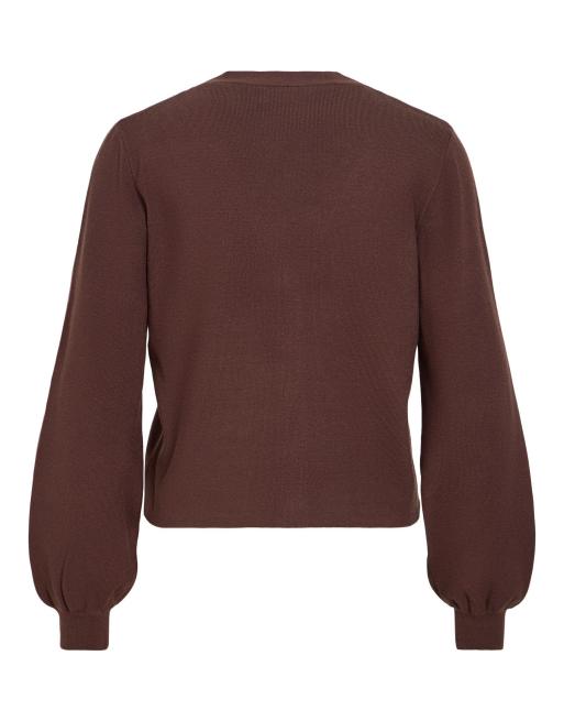 Vila Knitted cardigan in coffee bean brown, 7 of 7
