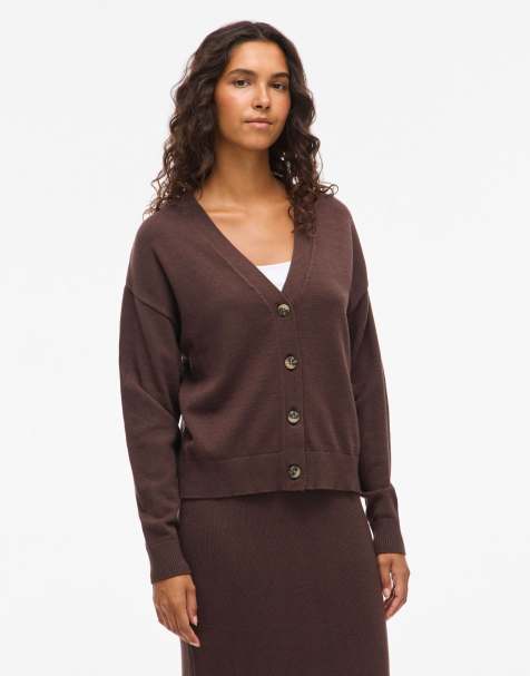 Vila Knitted cardigan in coffee bean - view 1