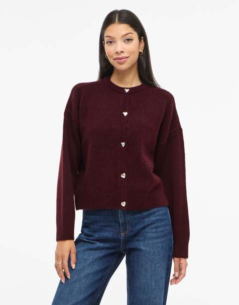 Vila Knitted cardigan in fig - view 1