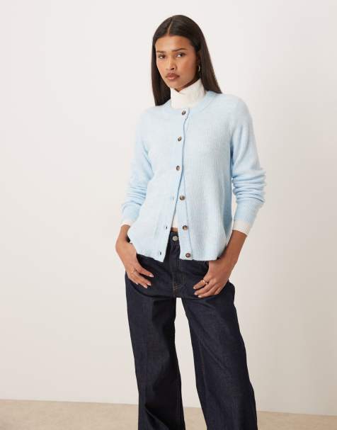 Vila knitted cardigan in light blue melange