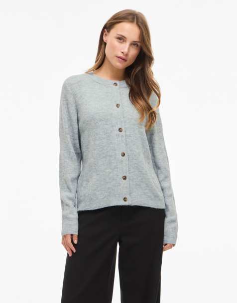 Vila Knitted cardigan in light grey melange - view 1