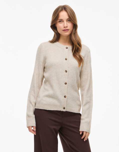 Vila Knitted cardigan in super light natural melan - view 1