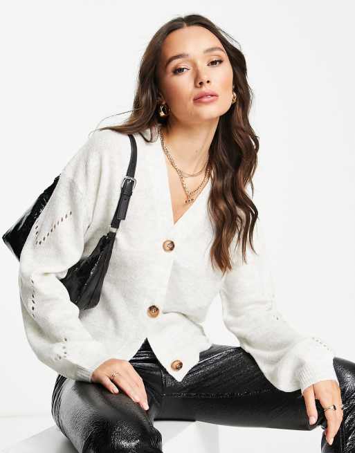 Kilauea Mountain Werkelijk Beukende Vila knitted cardigan in white - WHITE | ASOS