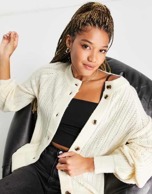 Slouchy waffle cardigan on sale sweater