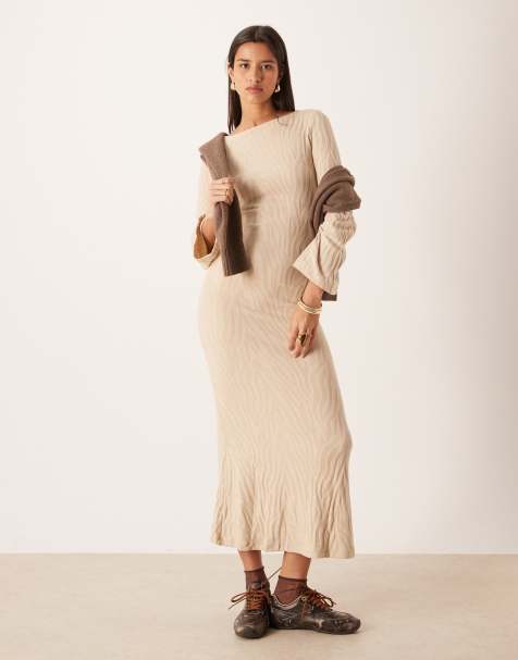Vila knitted maxi dress in neutral zebra print - view 1