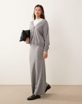 4th & Reckless wool feel cable knit maxi skirt co-ord in oat