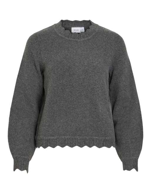 Vila Knitted pullover in dark grey melange1, 6 of 7