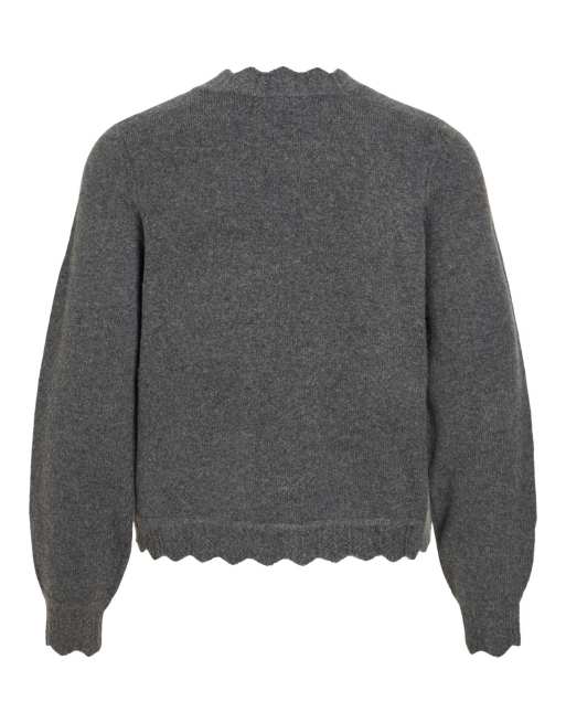 Vila Knitted pullover in dark grey melange1, 7 of 7