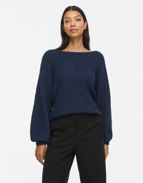 Vila Knitted pullover in navy - view 1