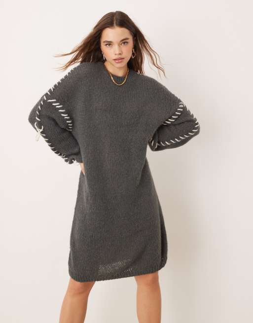 knee length dresses for ladies Heather Grey High Neck Sweater Mini Dress – PinkBlush main image 1
