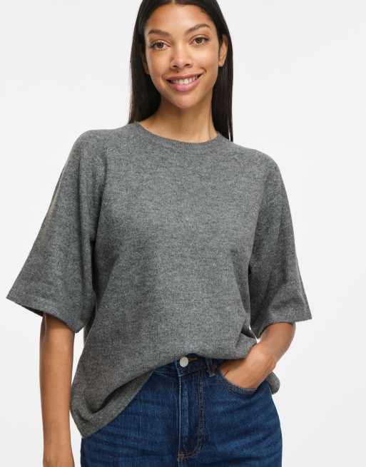 Vila Knitted top in medium grey melange1, 4 of 7