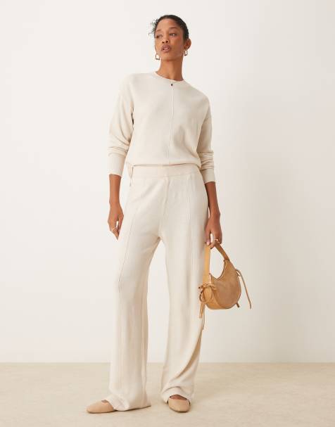 Vila knitted trouser co-ord in cream