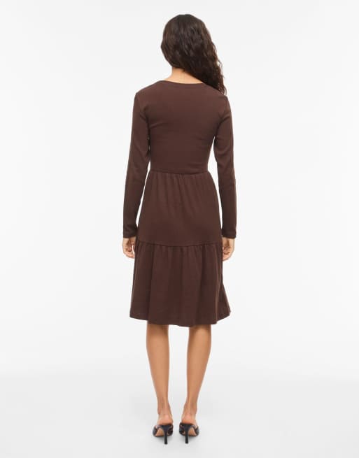 Vila kurzes Kleid in Kaffeebohne, 2 von 7