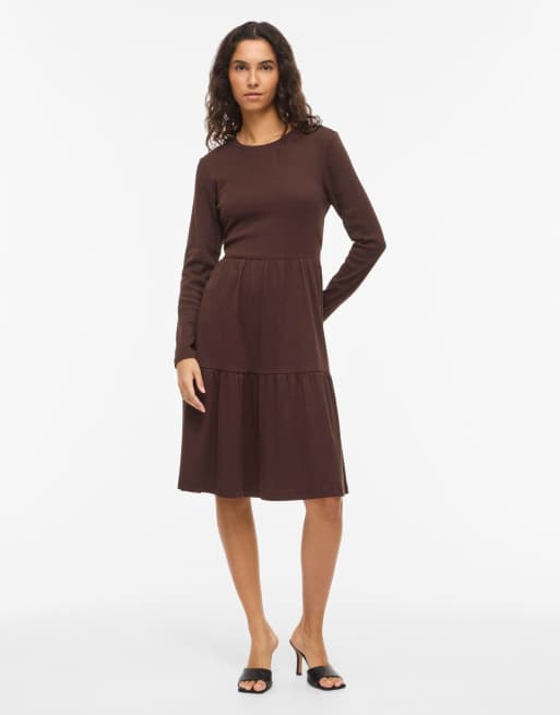 Vila kurzes Kleid in Kaffeebohne, 3 von 7