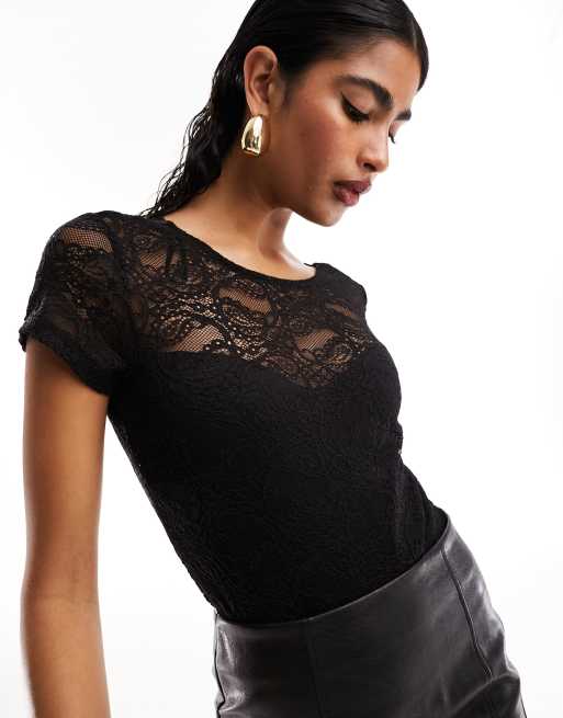 Vila long sleeve lace top