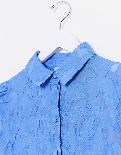 Women Vila lace smock shirt dress in blue 