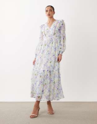 Vila Ladder Lace Frill Detail Maxi Dress In White