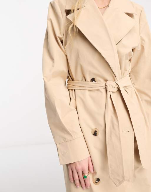 Vila – Lang geschnittener Trenchcoat in Beige, 3 von 4