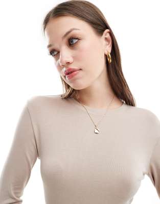 Vila Layering Long Sleeve Top In Neutral