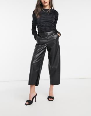 women's smart black cropped trousers