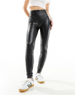 Vila leather look leggings in black - ASOS Price Checker
