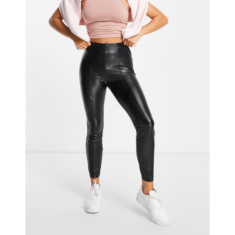 Vila leather look leggings in black | ASOS