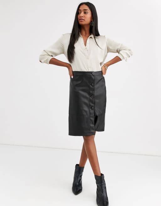 Vila faux leather outlet pencil skirt