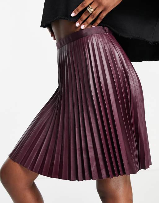 Vila burgundy 2025 leather skirt