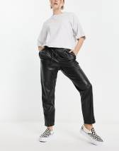 Vila leather look leggings in black