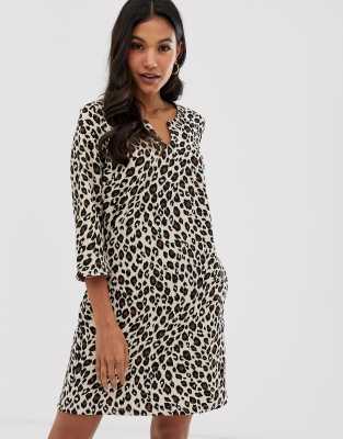 smocked leopard dress