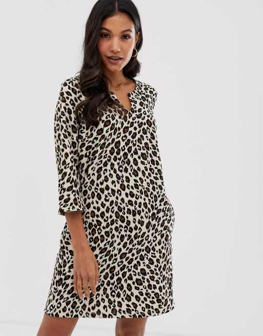 Vila leopard print smock dress | ASOS