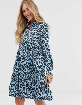  Vila  leopard printswing shirt  dress  ASOS