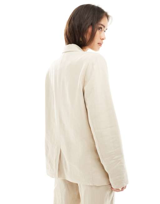Vila linen blazer in oatmeal - part of a set
