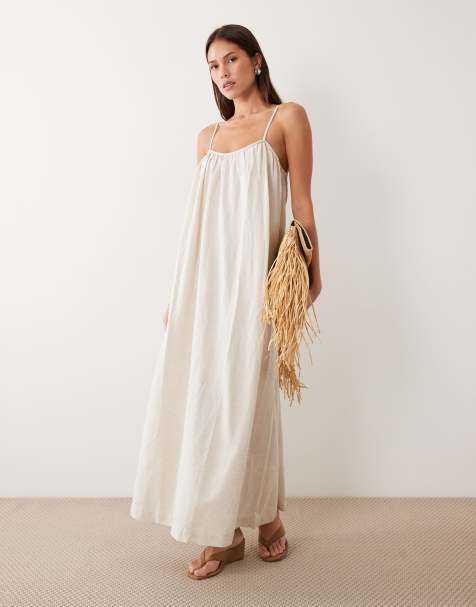 Vila linen touch cami maxi dress in super light melange - view 1