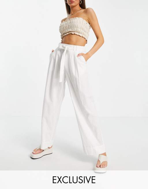 Linen a Hint High-Waisted Wide-Leg Pants