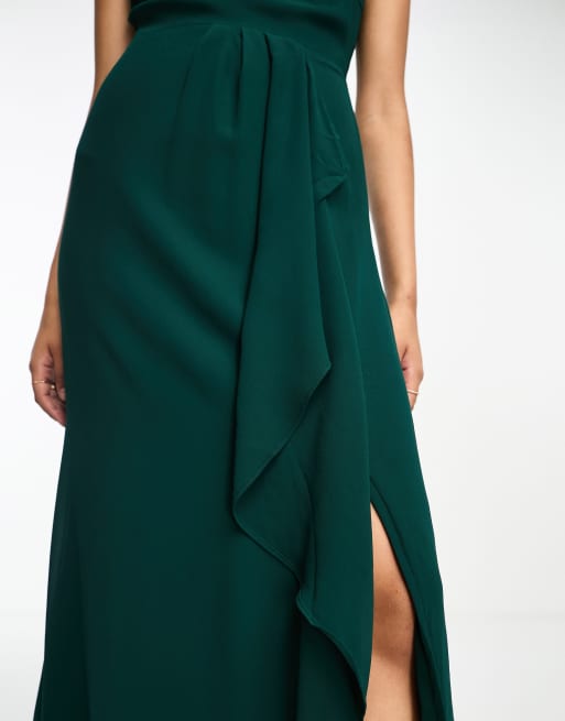Vila - L'invitée - Robe longue à découpe au dos - Vert foncé, 2 de 4