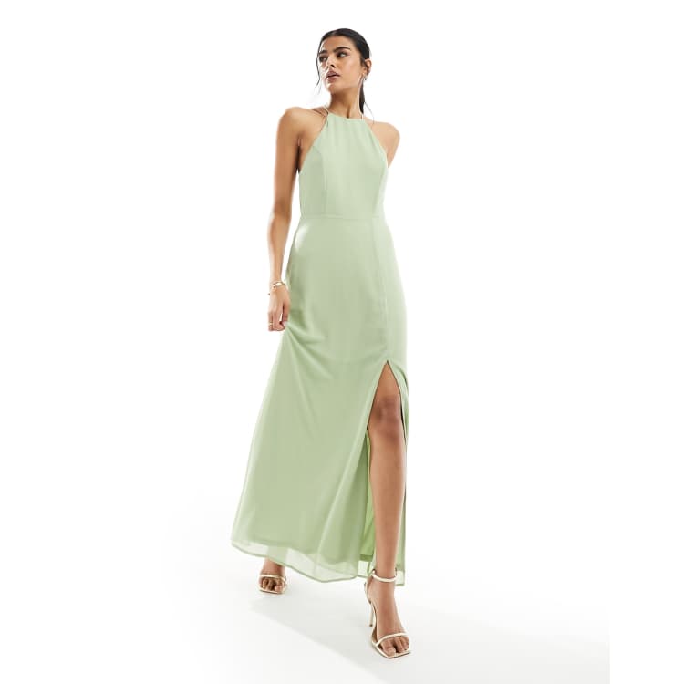 Vila L'invitée Robe longue à encolure américaine et bretelles