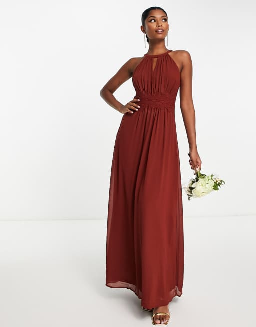 Vila L invit e Robe longue avec dos nu Rouge ASOS